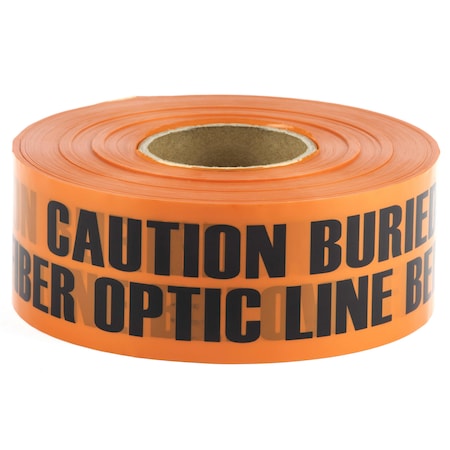 Dottie Underground Warning Tape, Caution Buried Fiber Optic Line Below, Orange, Polyethylene UT44D